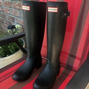 Tall black Hunter rain boots